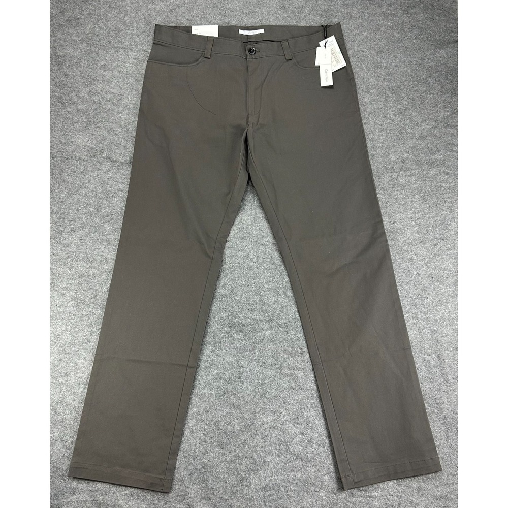 NWT Calvin Klein Trousers Pants Mens 34x32 Pine Oak Mid Rise Slim Fit Chinos